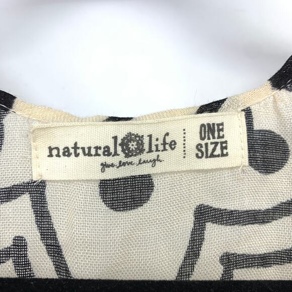 Natural Life Womens OS Tassel Trim Kimono Black Beige Botanical Floral Print - Picture 5 of 6